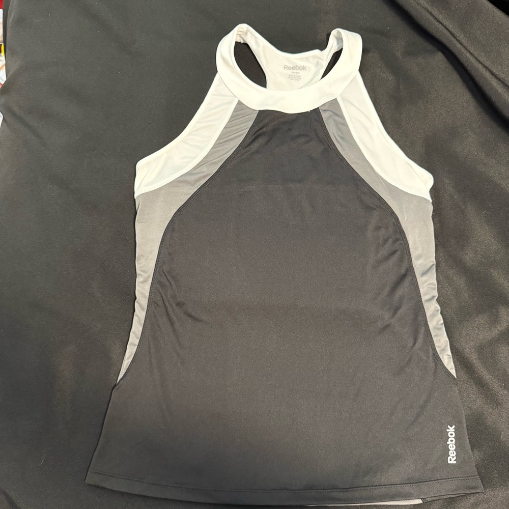 Reebok Tank‎ Women’s Black White Grey performance activewear workout athleisure